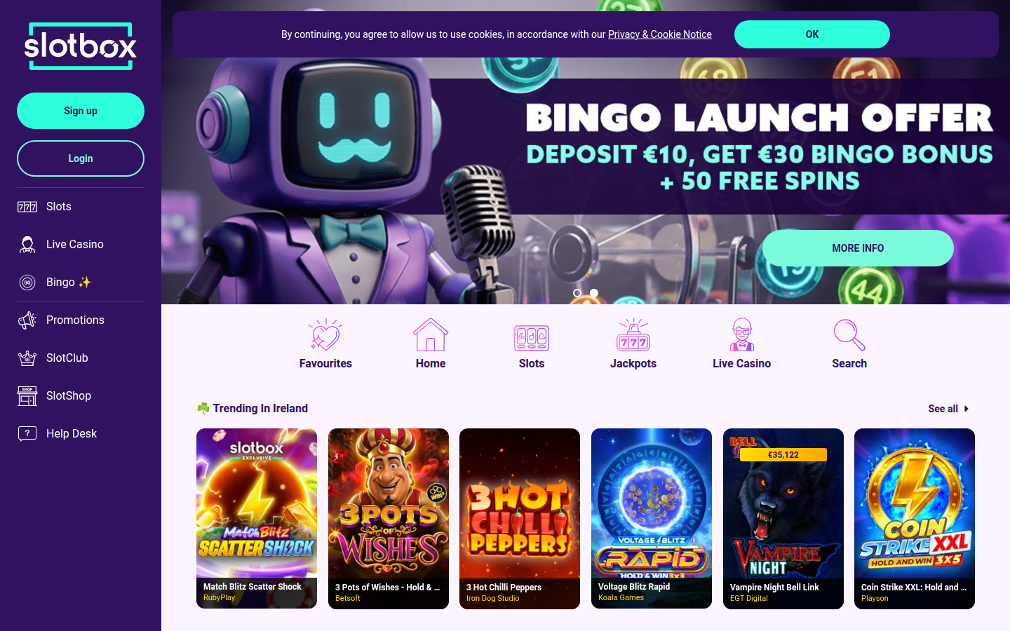 SlotBox Casino Ireland online slots specialist